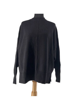 Zara mock neck sweater thick boxy look black minimalist careee warm sz sm